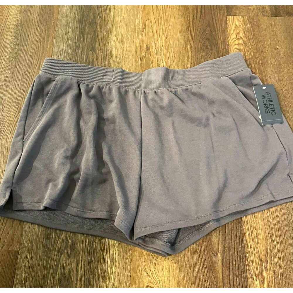 Athletic Works Women’s Athletic Shorts Gray Solid Knit Pull On Gym 3XL